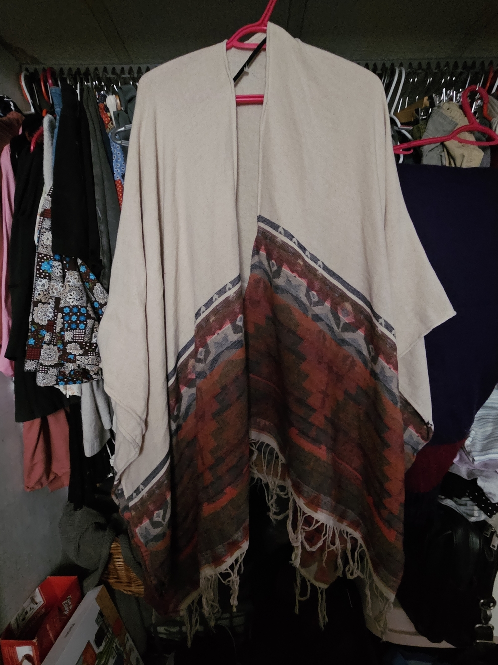 Beige & Rust Aztec Pattern Wrap Scarf - Picture 3 of 4
